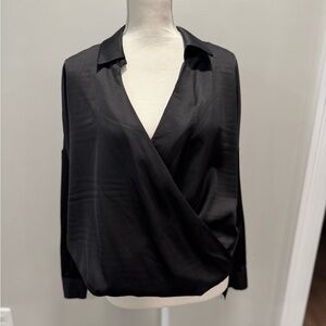 Venti6 Elegant Black Women's Wrap Top